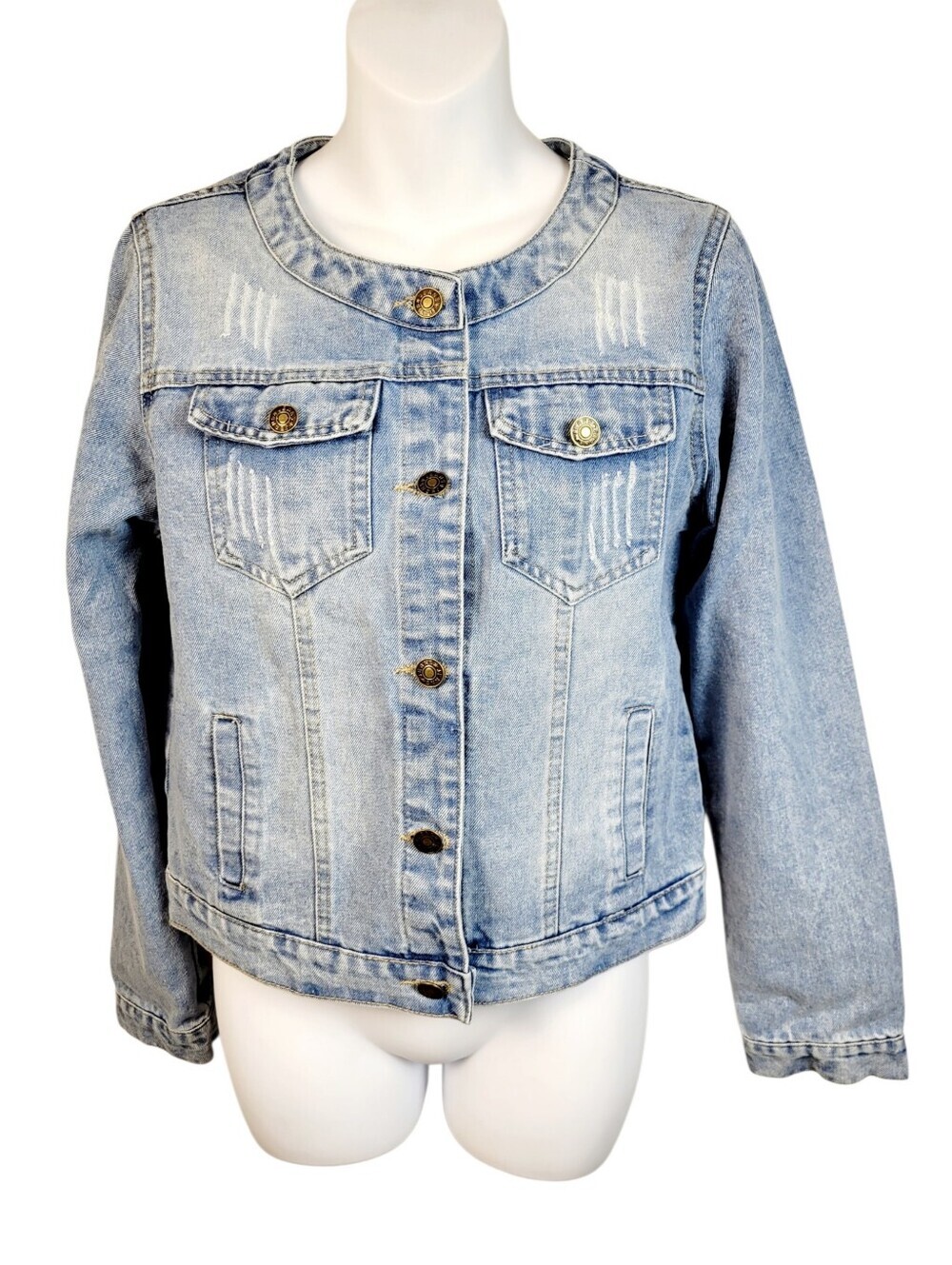 2/$20 Y2K Blue Denim Buttons Down Jacket Size: M